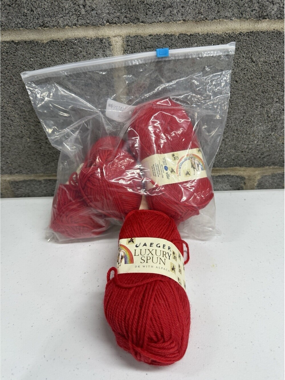 Jaeger Luxury Spun DK with Alpaca Shade 0439 Red 4 Skein Lot